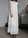 INTO THE EAST 25 Autumn/Winter Water-soluble Floral Round Neck Drawstring Dress ITE-E1DGSS030WT20DS-BAI White